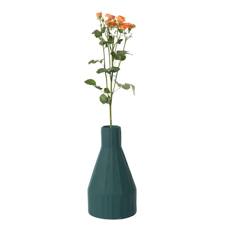 Fabulaxe 10 H Decorative Ceramic Sculpture Channeled Centerpiece Table Vase, Dark Teal Blue Green QI004055.DGN